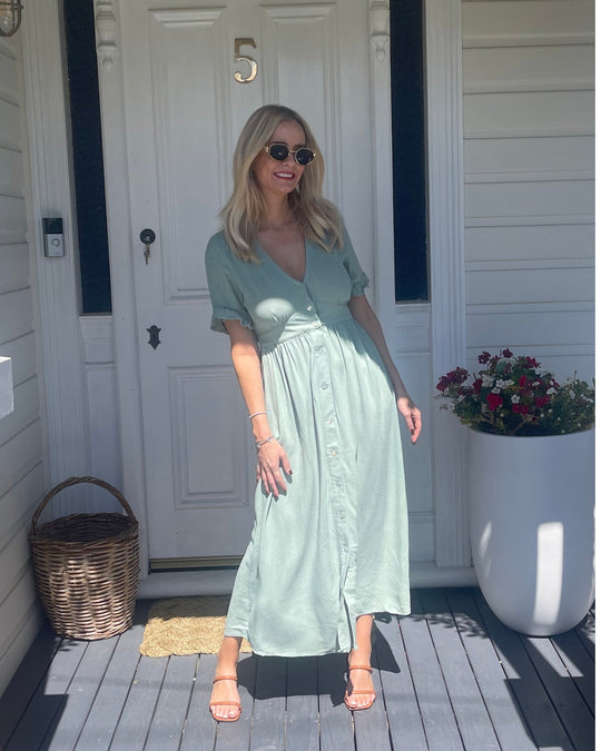 Korbela | Jurk | Midi | V-hals | Korte Mouwen | Franje | Ontspannen Pasvorm | Zwangere Vriendelijk