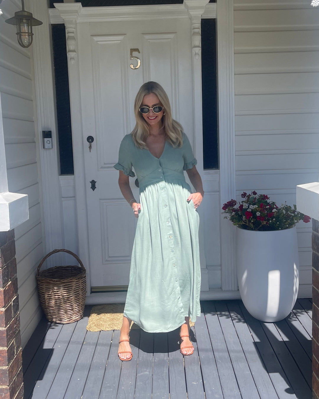 Korbela | Jurk | Midi | V-hals | Korte Mouwen | Franje | Ontspannen Pasvorm | Zwangere Vriendelijk