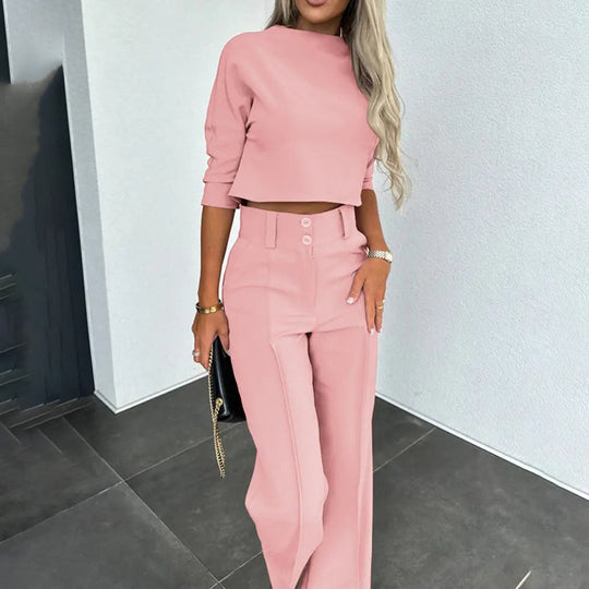 Alma | Matching Set | 2-Piece | Crop Top | Loose Pants | Fashionable | Comfortable