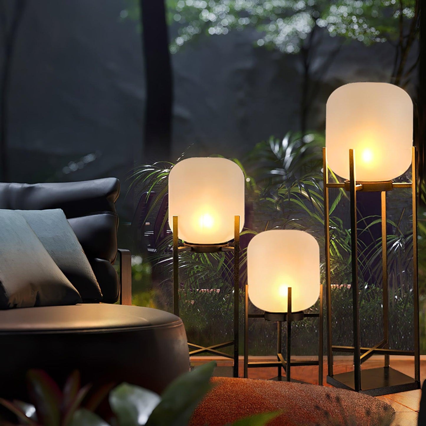 Solar Outdoor Floor Lamp LED Garden Lighting | Stainless Steel & Glass | IP65 Waterproof | 3000K–6000K Patio & Pathway Lamp