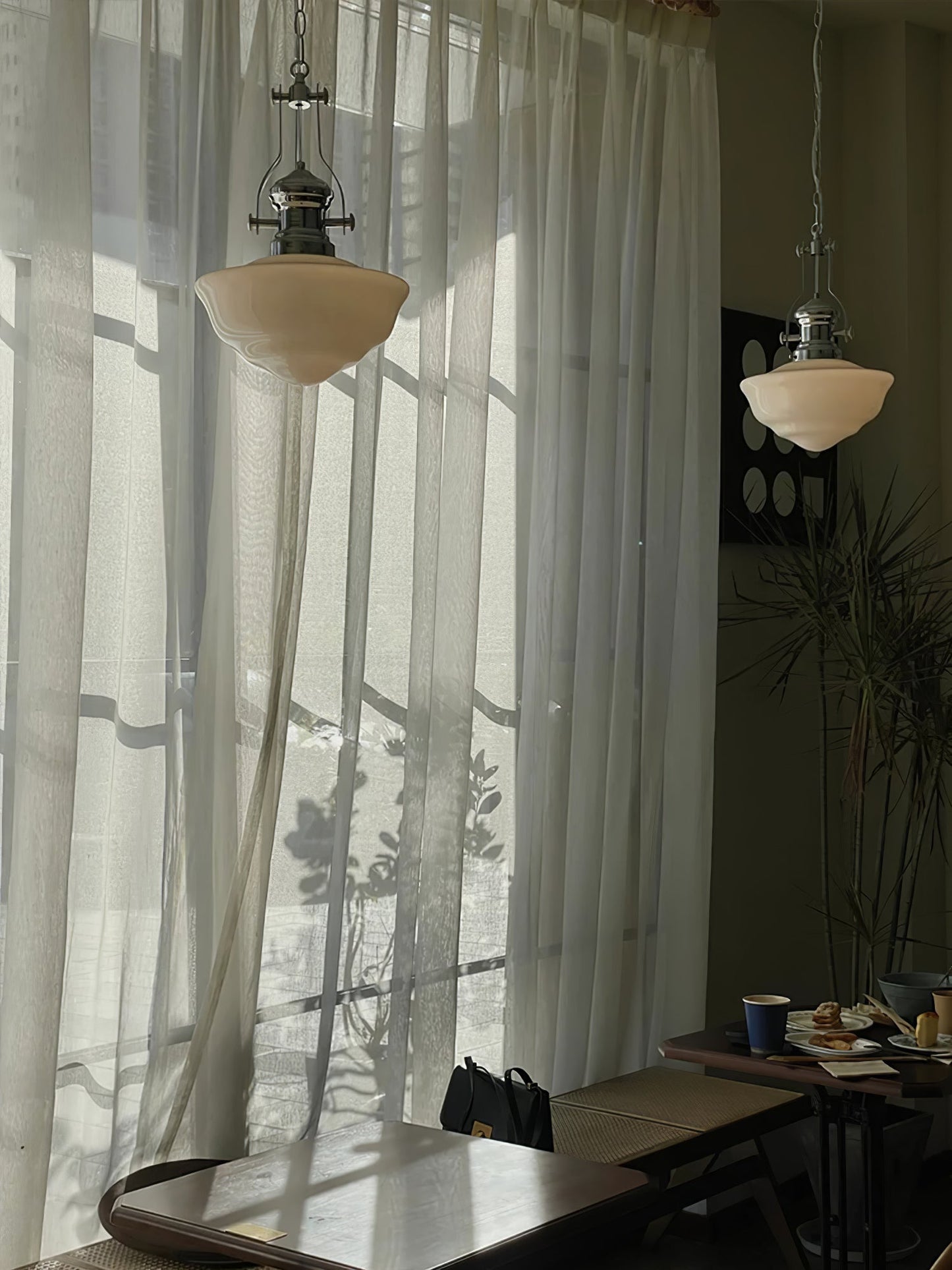 Schoolhouse Pendant Light | Lavagna Glass Hanging Lamp | Metal & Glass Design | E26/E27 Compatible | Farmhouse Modern Ceiling Light