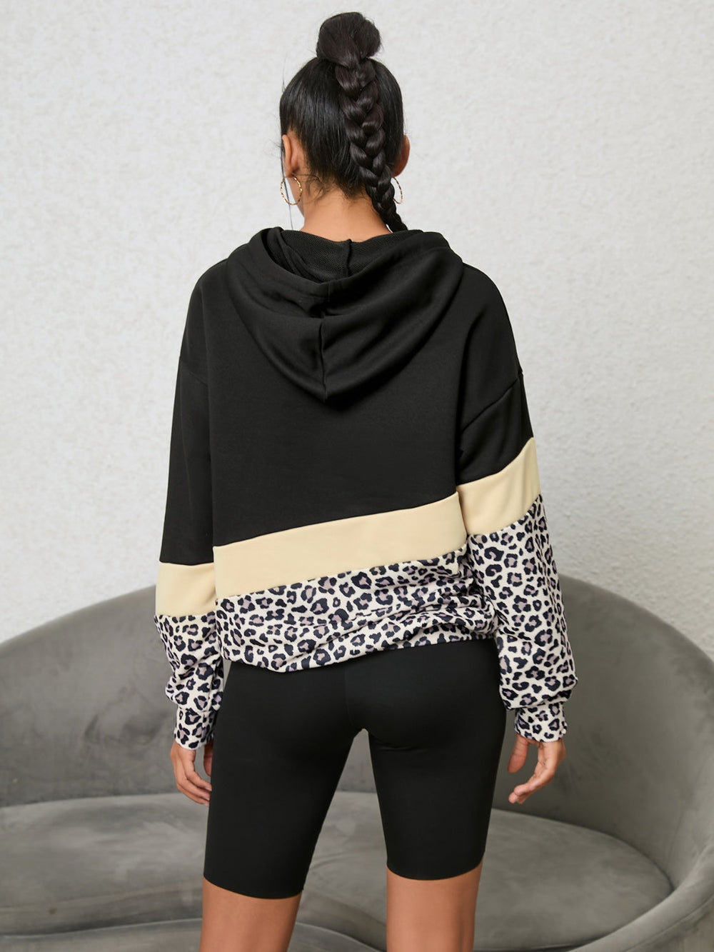 Leopard Colorblock Hoodie | Trendy &amp; Comfortable | Slightly Stretchy