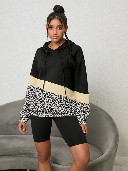 Leopard Colorblock Hoodie | Trendy &amp; Comfortable | Slightly Stretchy