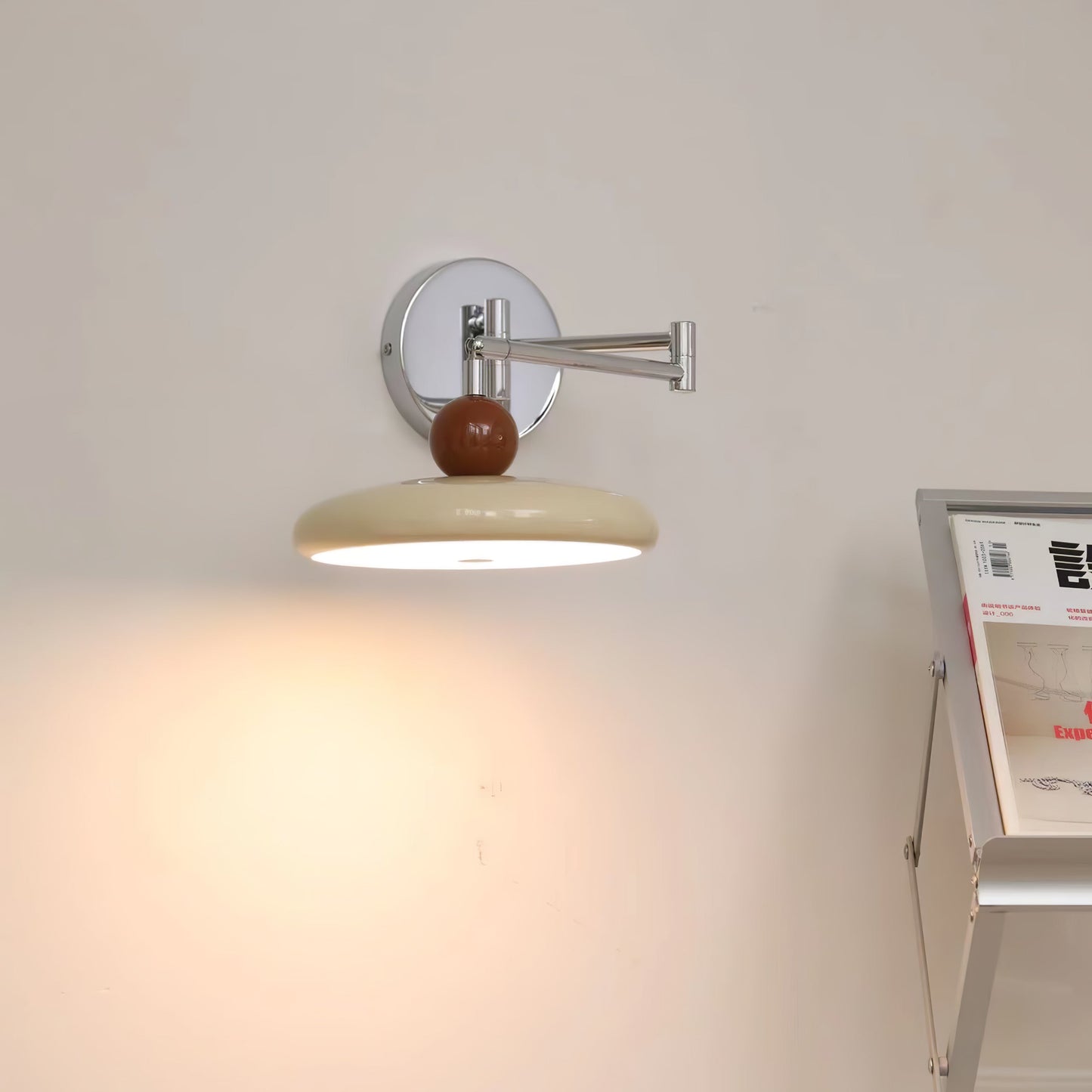 Swing Arm LED Wall Lamp Lola Adjustable | Modern Metal Acrylic | Integrated LED | Hardwired Wall Light for Bedroom and Reading