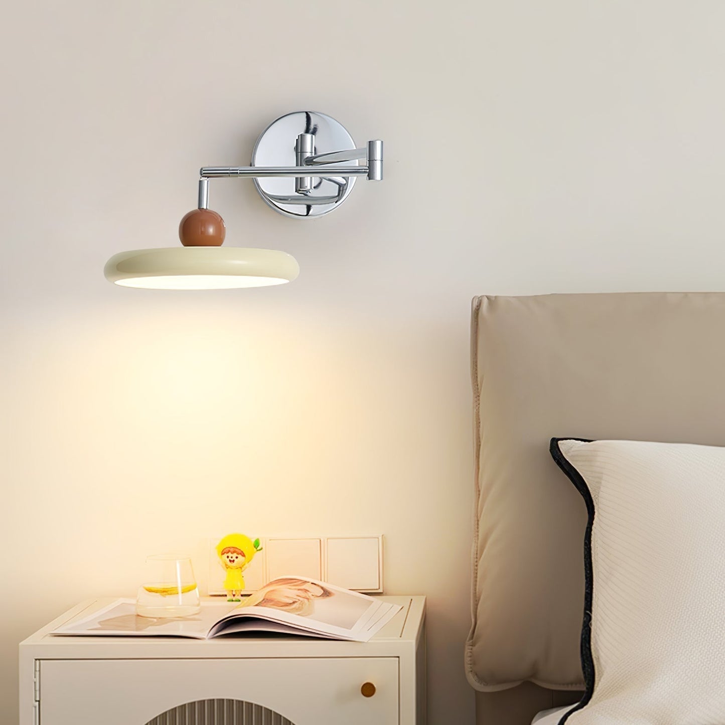 Swing Arm LED Wall Lamp Lola Adjustable | Modern Metal Acrylic | Integrated LED | Hardwired Wall Light for Bedroom and Reading