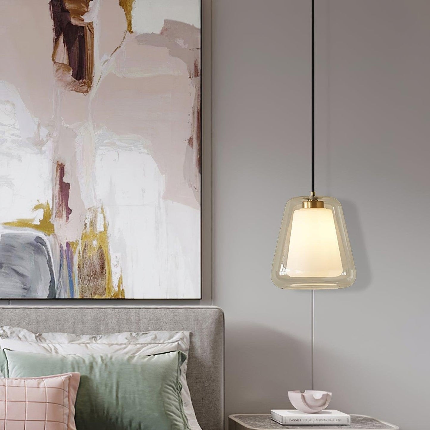 Glass Pendant Light Lucinda Modern Design | E26 E27 Compatible | Metal Glass | Elegant Ceiling Lighting for Dining Room and Kitchen