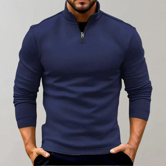 Men's Zip-Up Sweater with a Roll Neck | Ideal for Cold Days