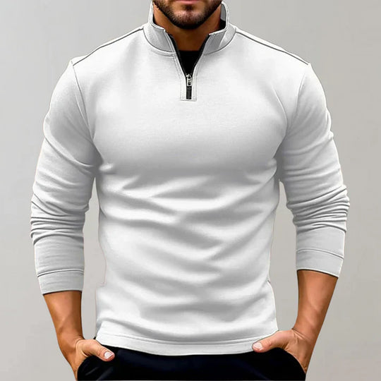 Men's Zip-Up Sweater with a Roll Neck | Ideal for Cold Days