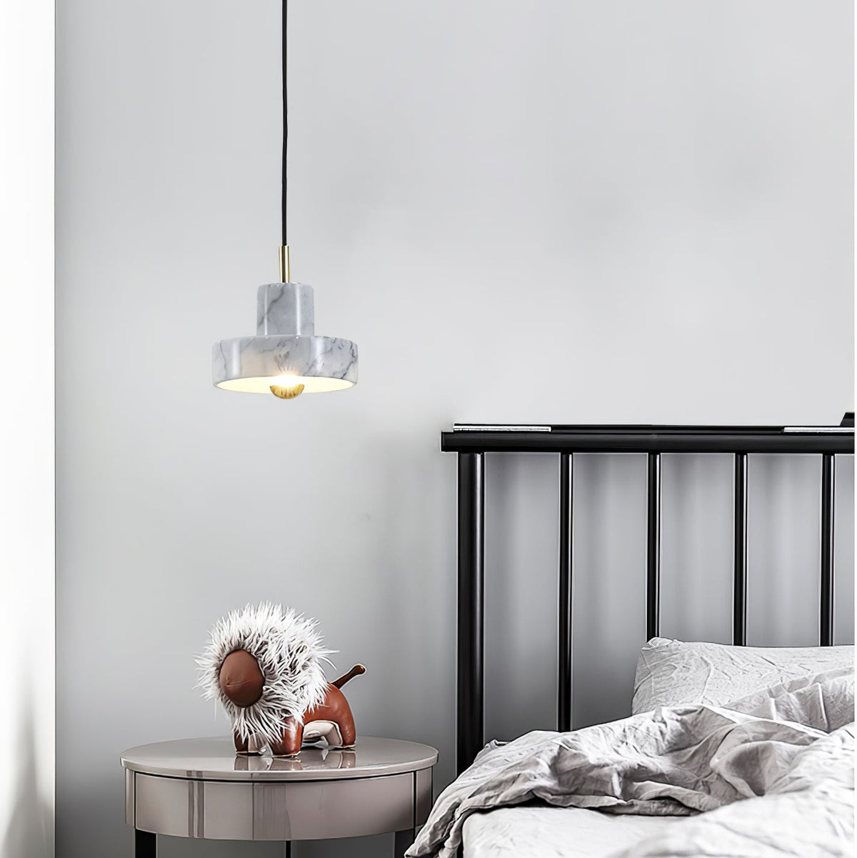 Marble Pendant Lamp Inspired by Taj Mahal | Natural Stone Finish | Integrated LED 3000K Warm Light | Adjustable Hanging Ceiling Light