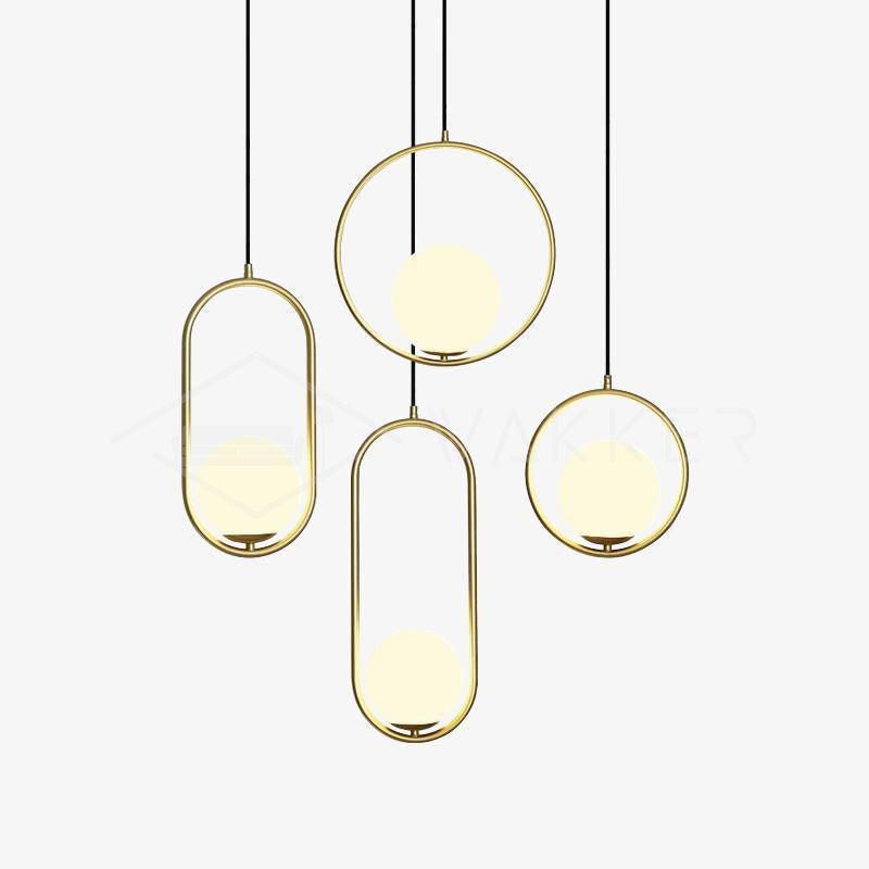 Mila Pendant Lamp Modern Glass Design | Elegant Hanging Ceiling Light | Metal Frame | E14 LED Edison Bulb | Oval & Round Sizes