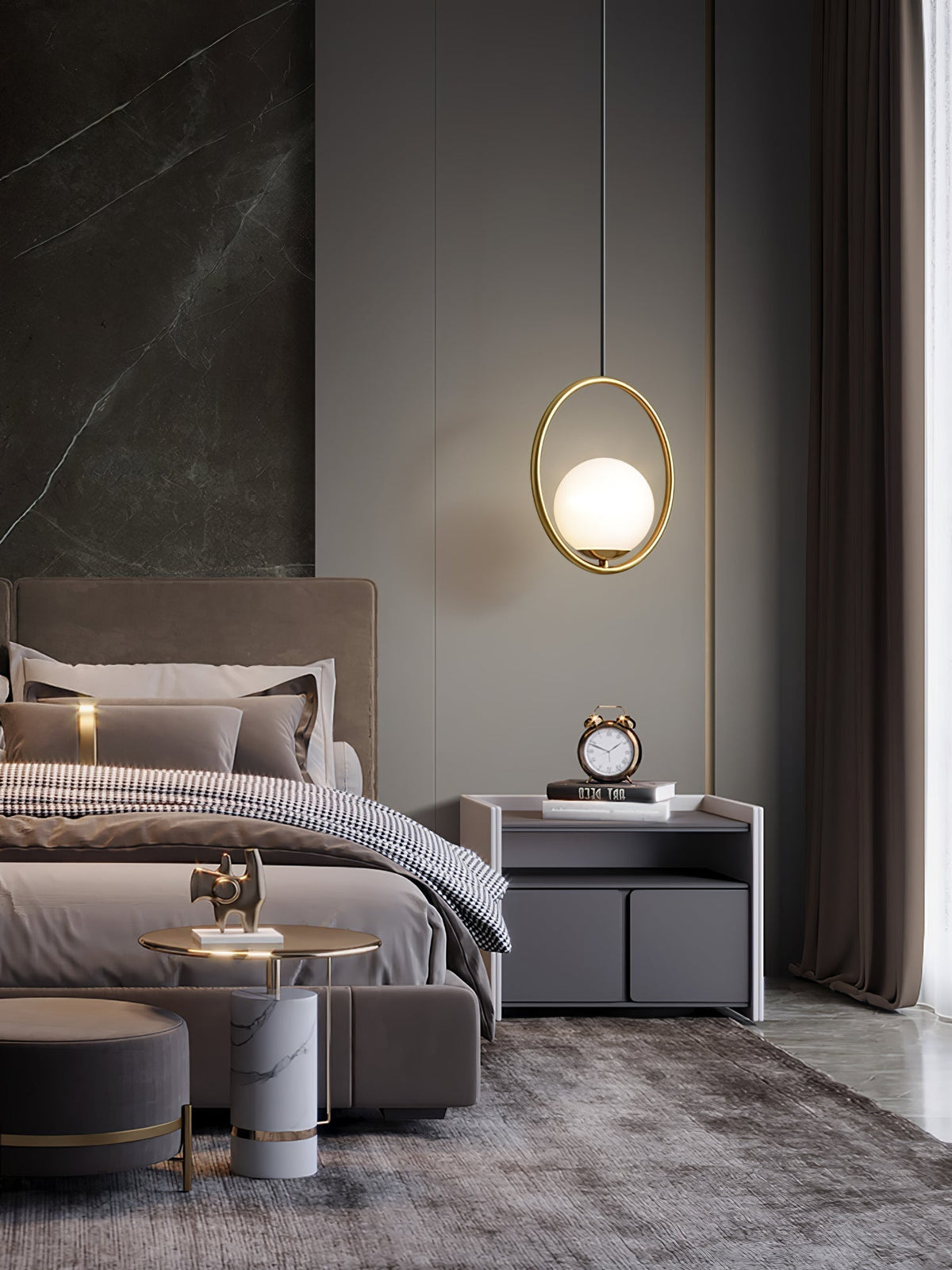 Mila Pendant Lamp Modern Glass Design | Elegant Hanging Ceiling Light | Metal Frame | E14 LED Edison Bulb | Oval & Round Sizes