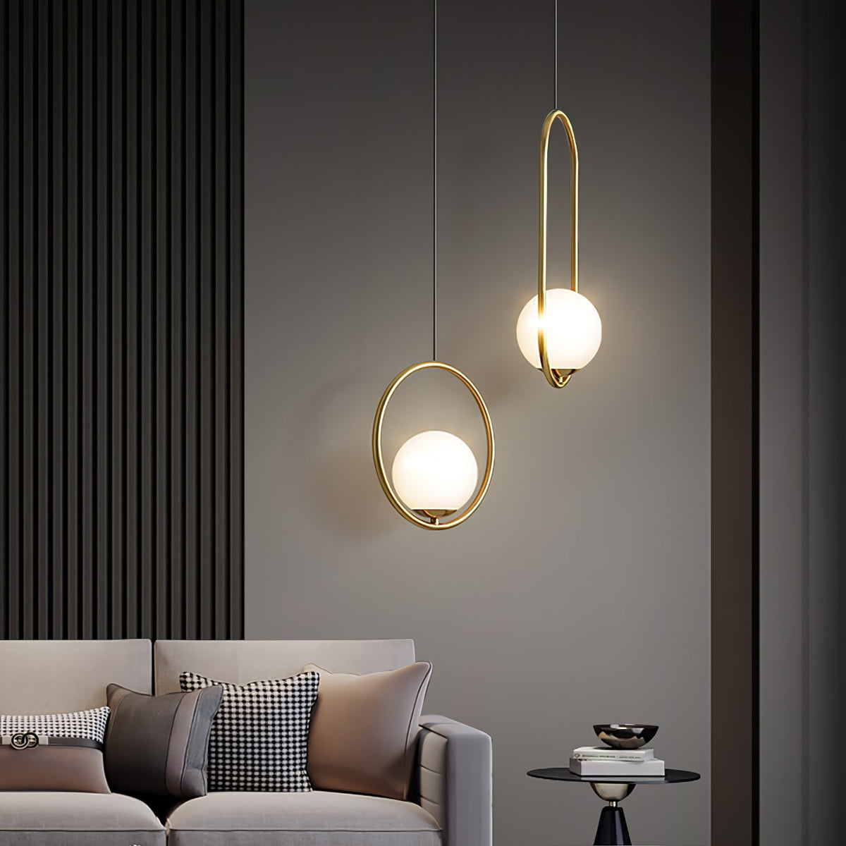 Mila Pendant Lamp Modern Glass Design | Elegant Hanging Ceiling Light | Metal Frame | E14 LED Edison Bulb | Oval & Round Sizes