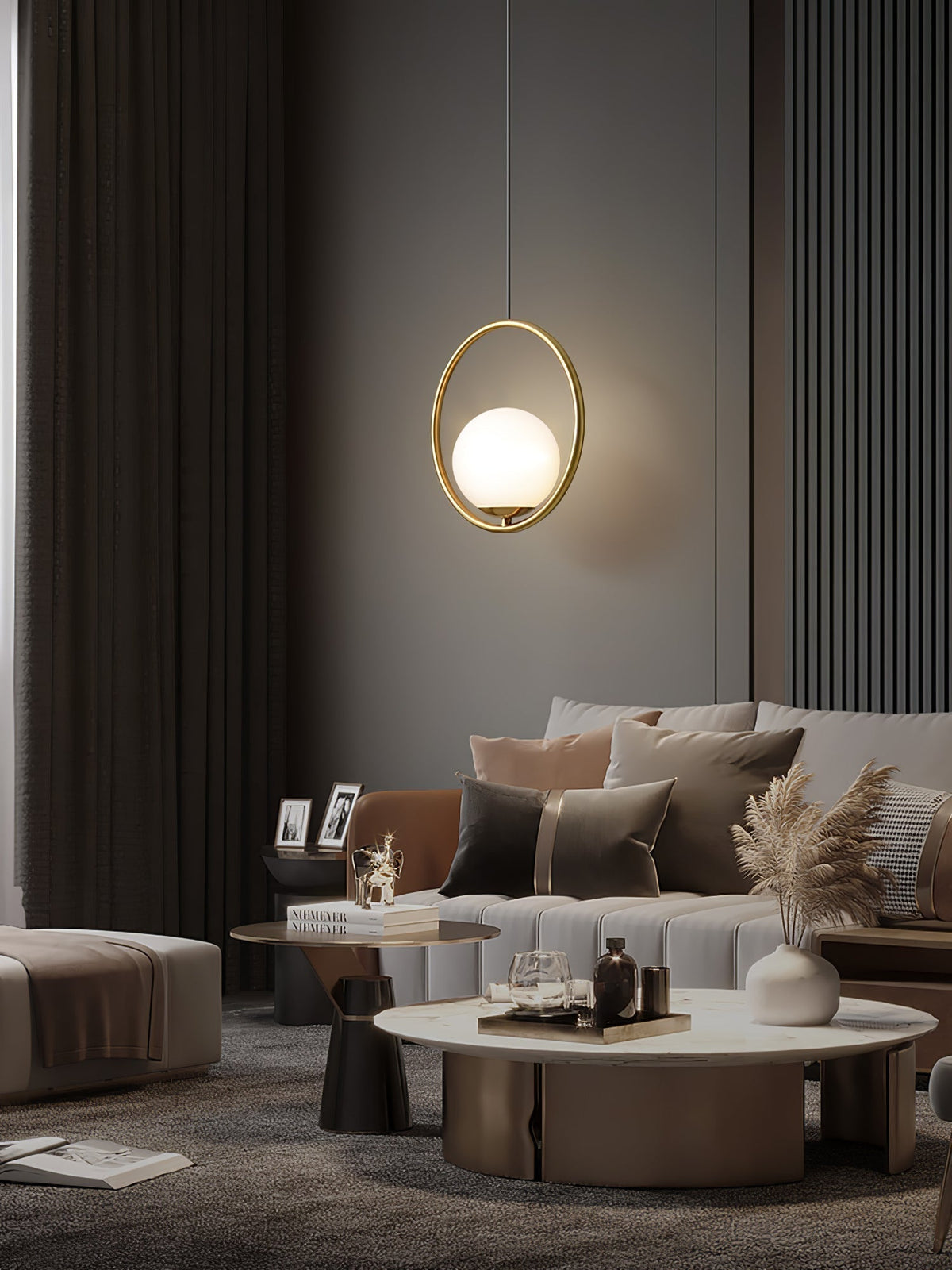 Mila Pendant Lamp Modern Glass Design | Elegant Hanging Ceiling Light | Metal Frame | E14 LED Edison Bulb | Oval & Round Sizes