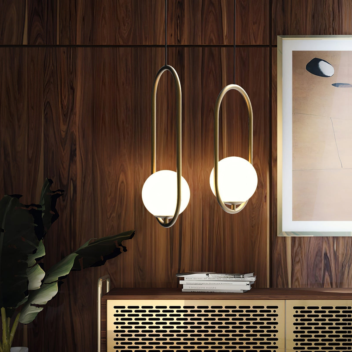 Mila Pendant Lamp Modern Glass Design | Elegant Hanging Ceiling Light | Metal Frame | E14 LED Edison Bulb | Oval & Round Sizes
