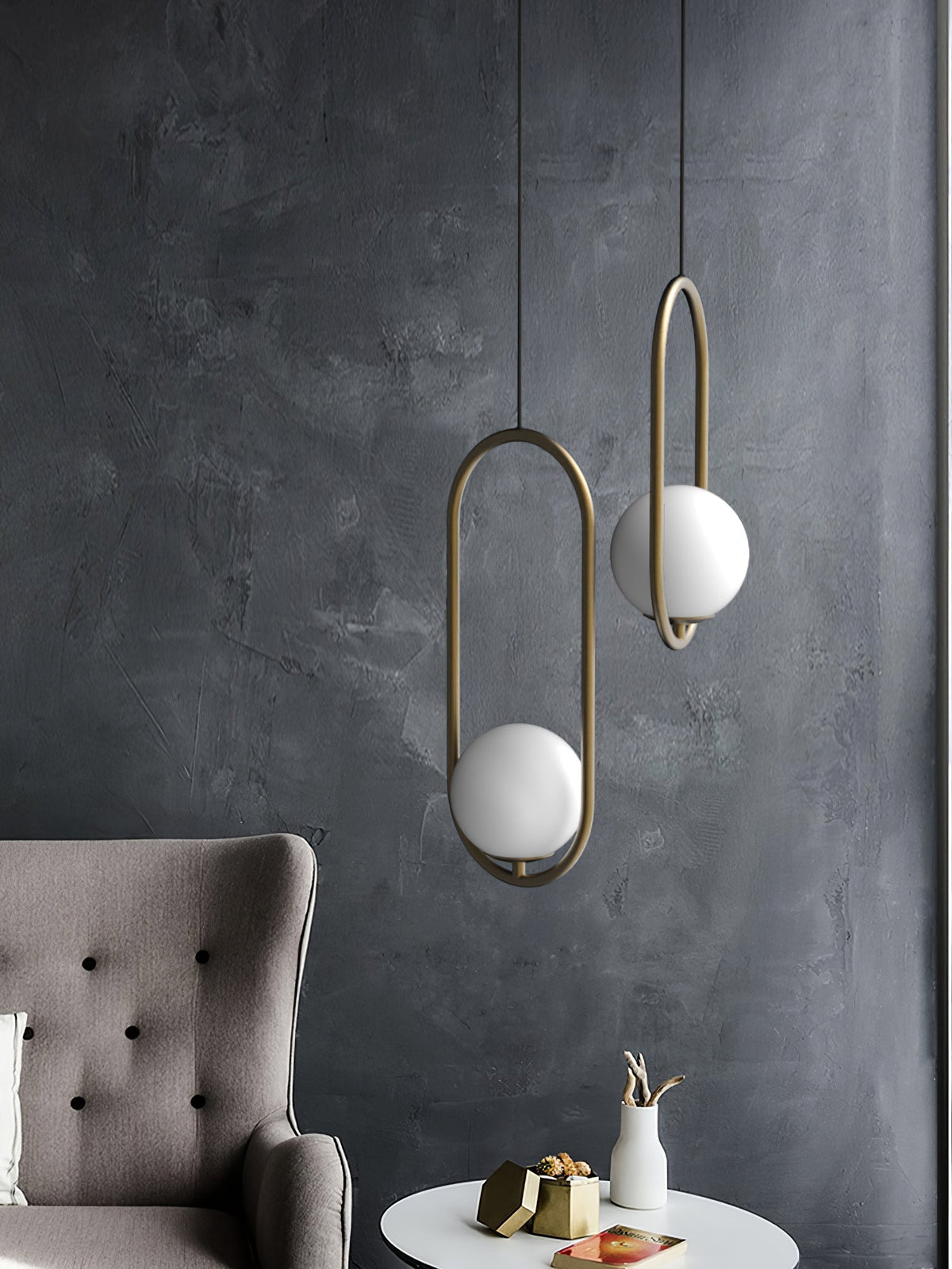 Mila Pendant Lamp Modern Glass Design | Elegant Hanging Ceiling Light | Metal Frame | E14 LED Edison Bulb | Oval & Round Sizes