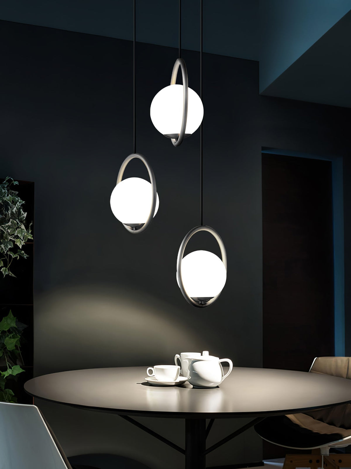 Mila Pendant Lamp Modern Glass Design | Elegant Hanging Ceiling Light | Metal Frame | E14 LED Edison Bulb | Oval & Round Sizes