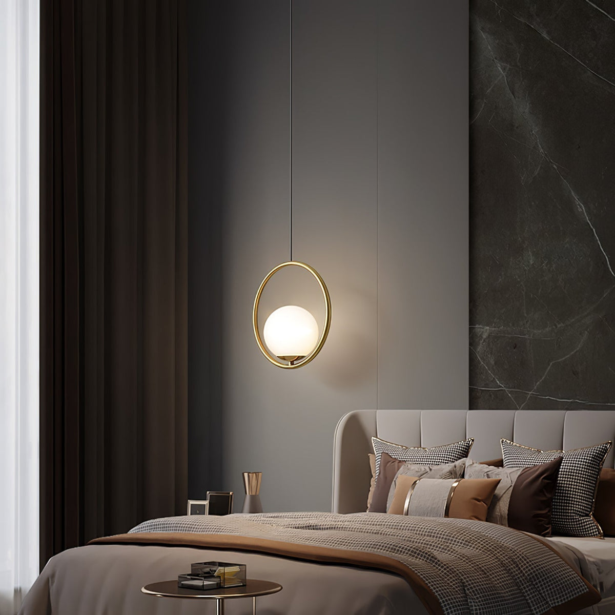 Mila Pendant Lamp Modern Glass Design | Elegant Hanging Ceiling Light | Metal Frame | E14 LED Edison Bulb | Oval & Round Sizes