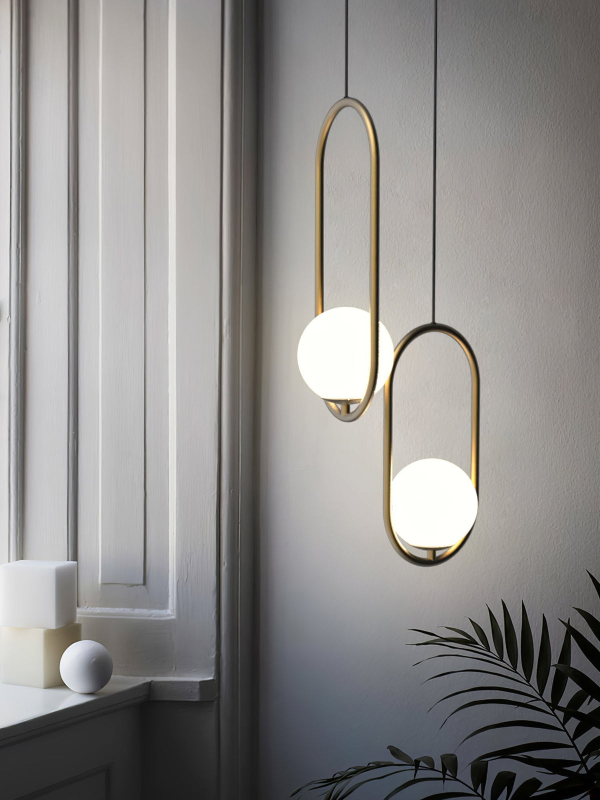 Mila Pendant Lamp Modern Glass Design | Elegant Hanging Ceiling Light | Metal Frame | E14 LED Edison Bulb | Oval & Round Sizes