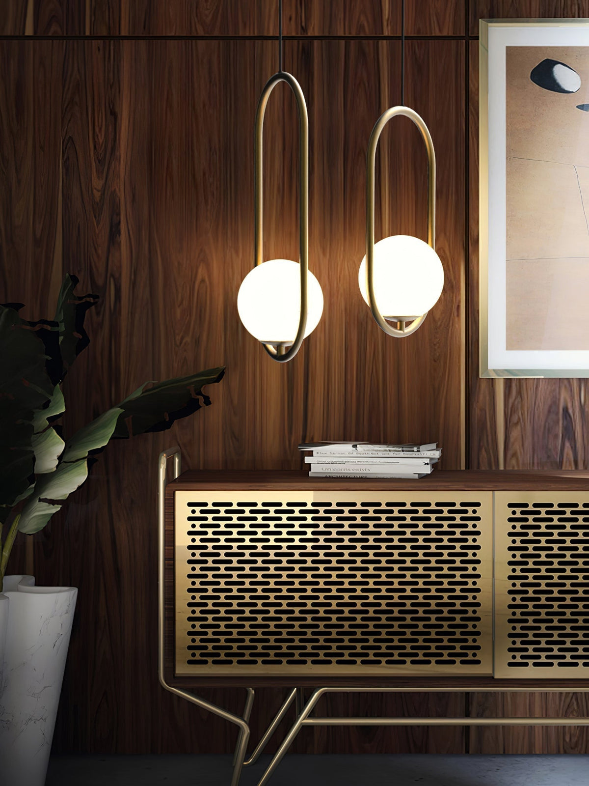 Mila Pendant Lamp Modern Glass Design | Elegant Hanging Ceiling Light | Metal Frame | E14 LED Edison Bulb | Oval & Round Sizes
