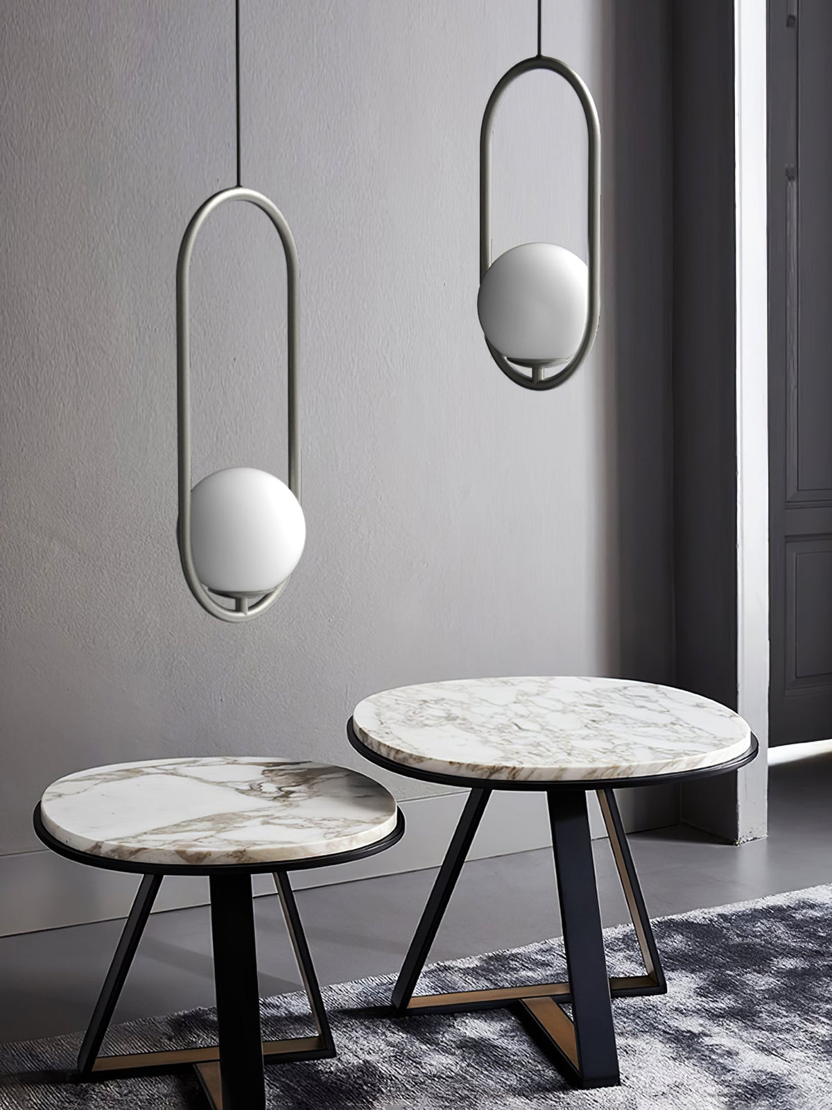 Mila Pendant Lamp Modern Glass Design | Elegant Hanging Ceiling Light | Metal Frame | E14 LED Edison Bulb | Oval & Round Sizes