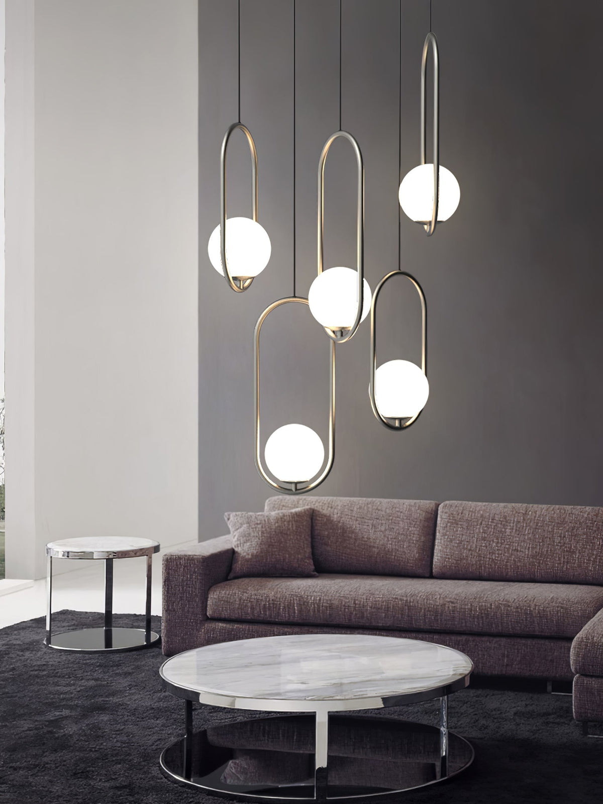 Mila Pendant Lamp Modern Glass Design | Elegant Hanging Ceiling Light | Metal Frame | E14 LED Edison Bulb | Oval & Round Sizes