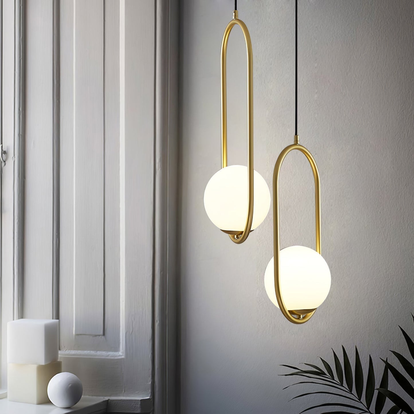 Mila Pendant Lamp Modern Glass Design | Elegant Hanging Ceiling Light | Metal Frame | E14 LED Edison Bulb | Oval & Round Sizes