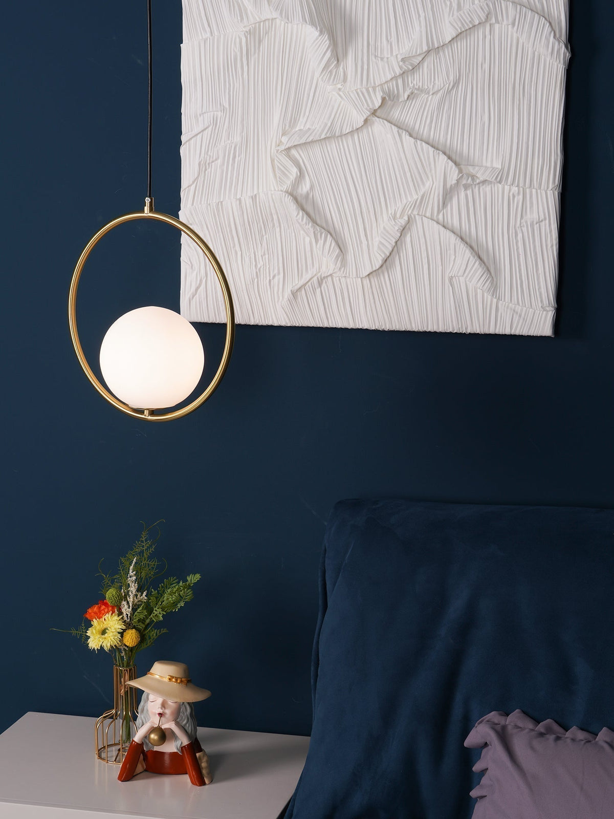Mila Pendant Lamp Modern Glass Design | Elegant Hanging Ceiling Light | Metal Frame | E14 LED Edison Bulb | Oval & Round Sizes