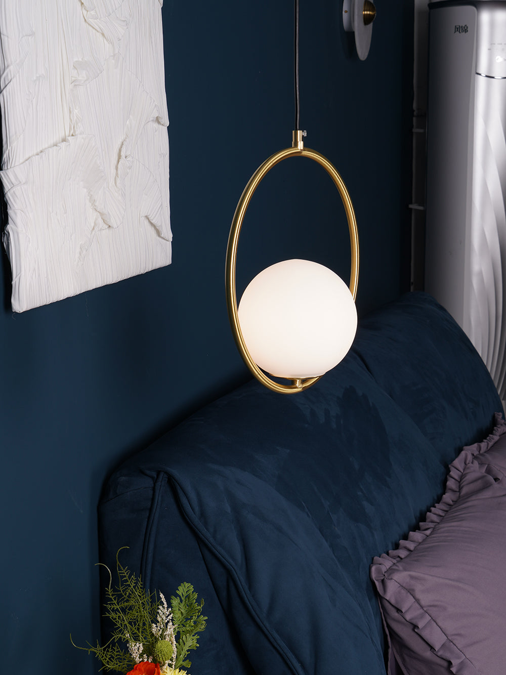 Mila Pendant Lamp Modern Glass Design | Elegant Hanging Ceiling Light | Metal Frame | E14 LED Edison Bulb | Oval & Round Sizes