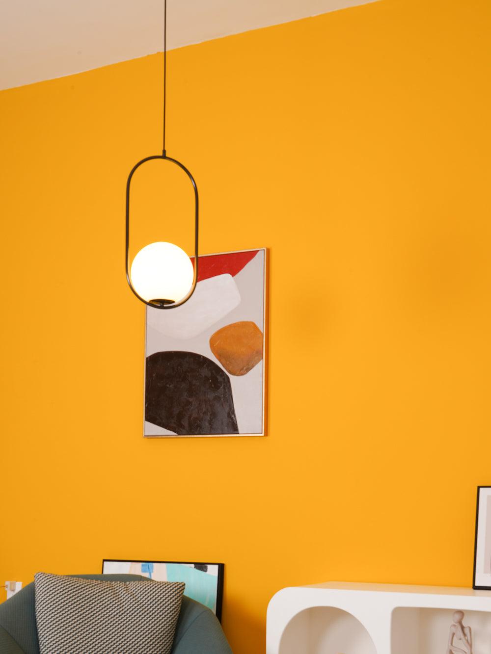 Mila Pendant Lamp Modern Glass Design | Elegant Hanging Ceiling Light | Metal Frame | E14 LED Edison Bulb | Oval & Round Sizes
