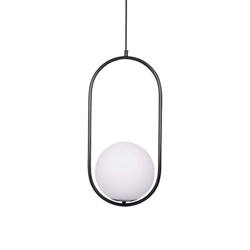 Mila Pendant Lamp Modern Glass Design | Elegant Hanging Ceiling Light | Metal Frame | E14 LED Edison Bulb | Oval & Round Sizes