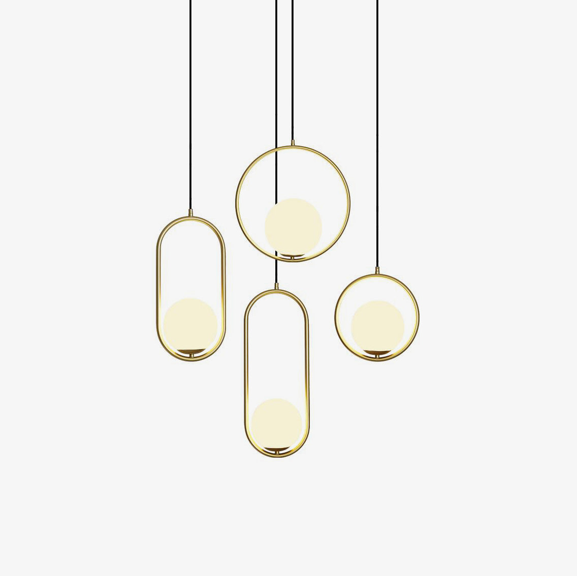 Mila Pendant Lamp Modern Glass Design | Elegant Hanging Ceiling Light | Metal Frame | E14 LED Edison Bulb | Oval & Round Sizes