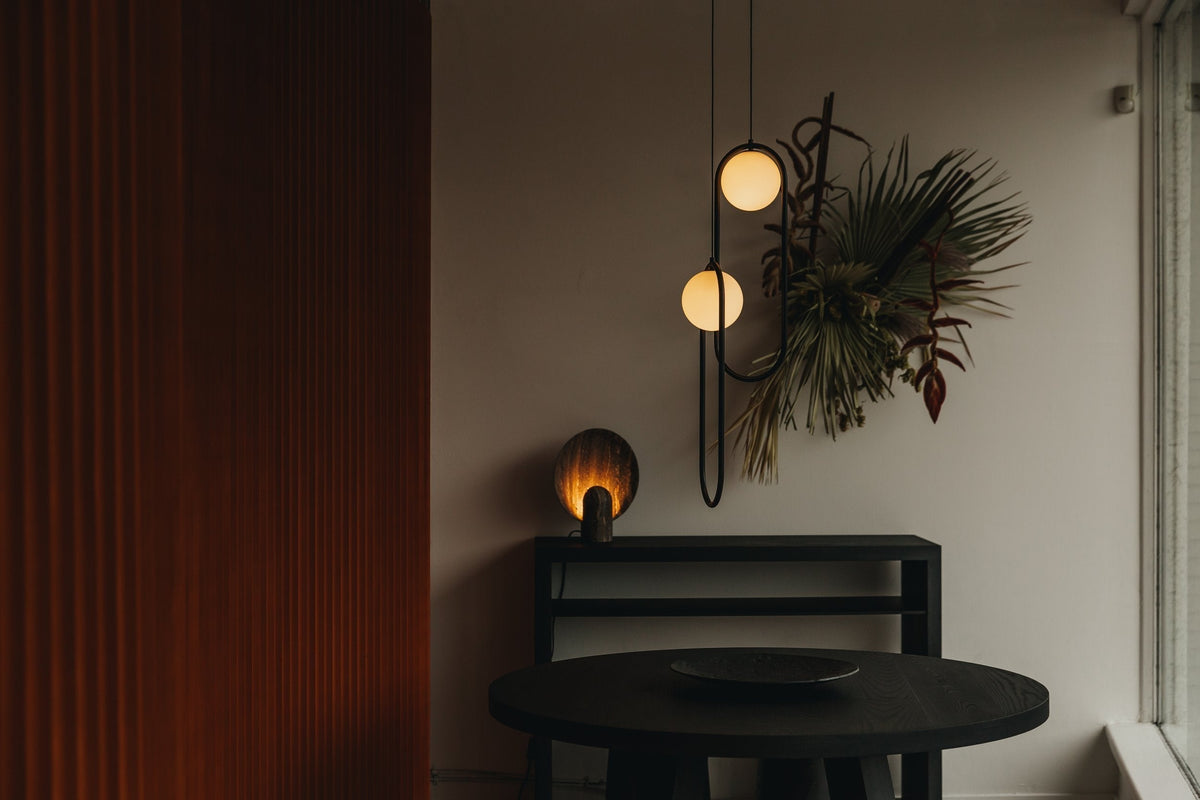 Mila Pendant Lamp Modern Glass Design | Elegant Hanging Ceiling Light | Metal Frame | E14 LED Edison Bulb | Oval & Round Sizes