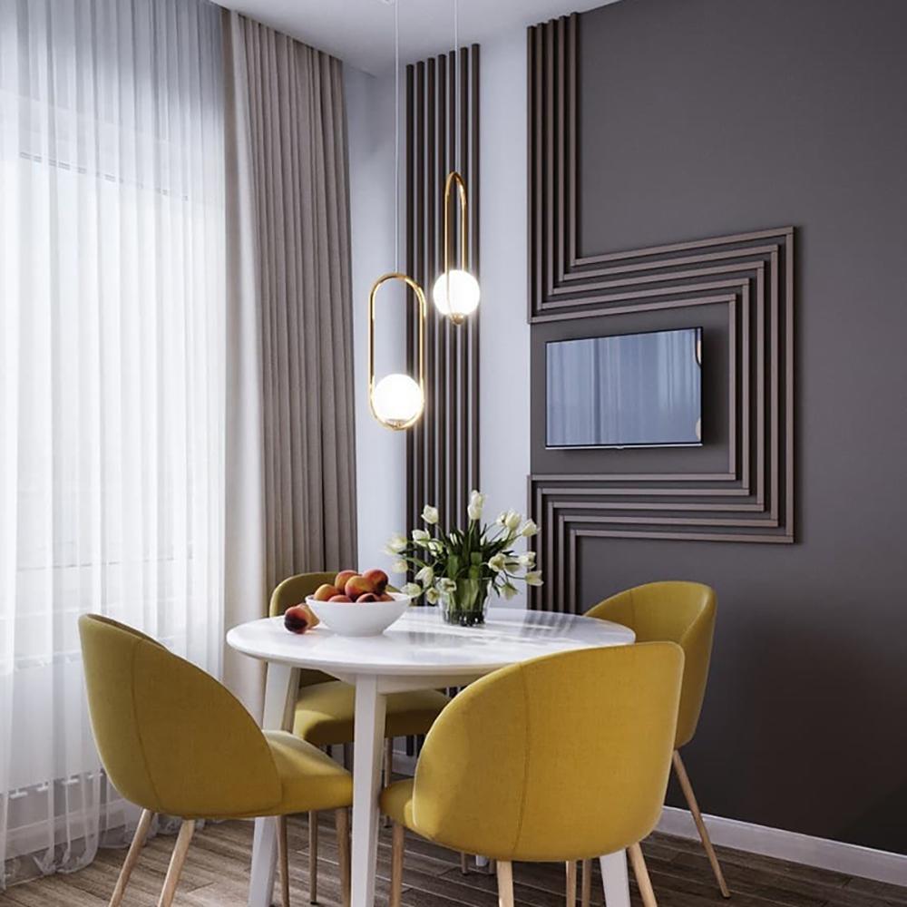 Mila Pendant Lamp Modern Glass Design | Elegant Hanging Ceiling Light | Metal Frame | E14 LED Edison Bulb | Oval & Round Sizes