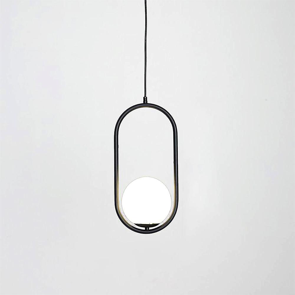 Mila Pendant Lamp Modern Glass Design | Elegant Hanging Ceiling Light | Metal Frame | E14 LED Edison Bulb | Oval & Round Sizes
