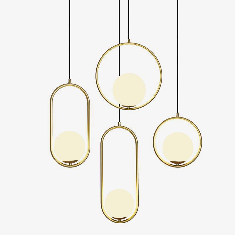 Mila Pendant Lamp Modern Glass Design | Elegant Hanging Ceiling Light | Metal Frame | E14 LED Edison Bulb | Oval & Round Sizes