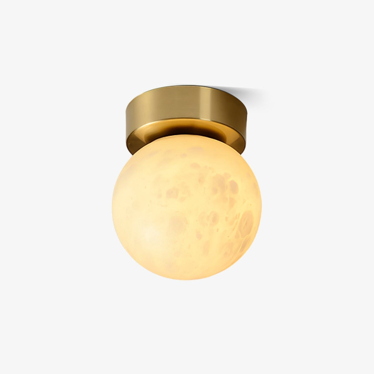 Modern Moon Alabaster Ceiling Lamp LED | Brass Round Flush Mount Light | 3 Color Temperature Indoor Ceiling Fixture Ø15cm