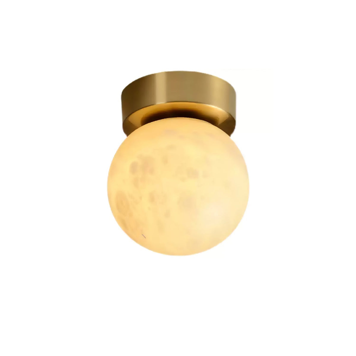 Modern Moon Alabaster Ceiling Lamp LED | Brass Round Flush Mount Light | 3 Color Temperature Indoor Ceiling Fixture Ø15cm