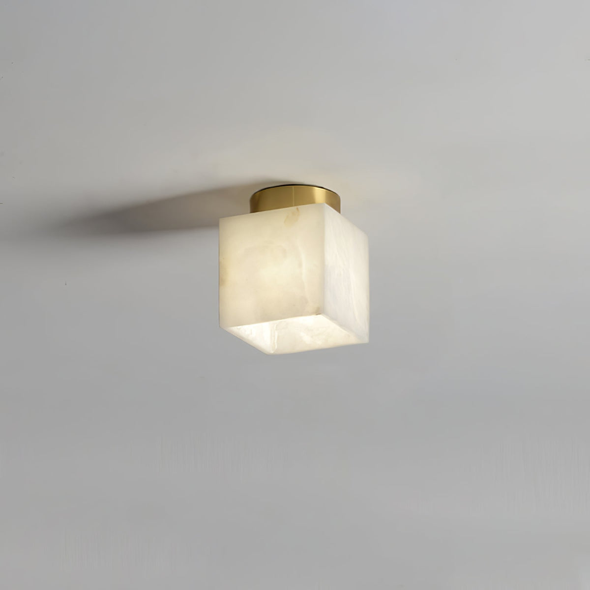 Modern Moon Alabaster Ceiling Lamp LED | Brass Round Flush Mount Light | 3 Color Temperature Indoor Ceiling Fixture Ø15cm
