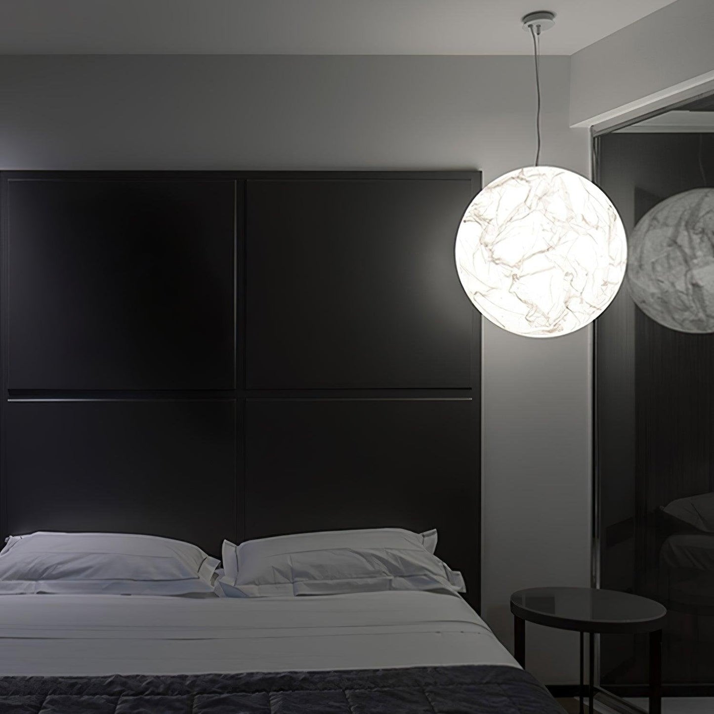 Moon Silk Pendant Lamp E26/E27 | Modern Silk & Acrylic Hanging Light | Adjustable Ceiling Fixture for Bedroom & Dining Room