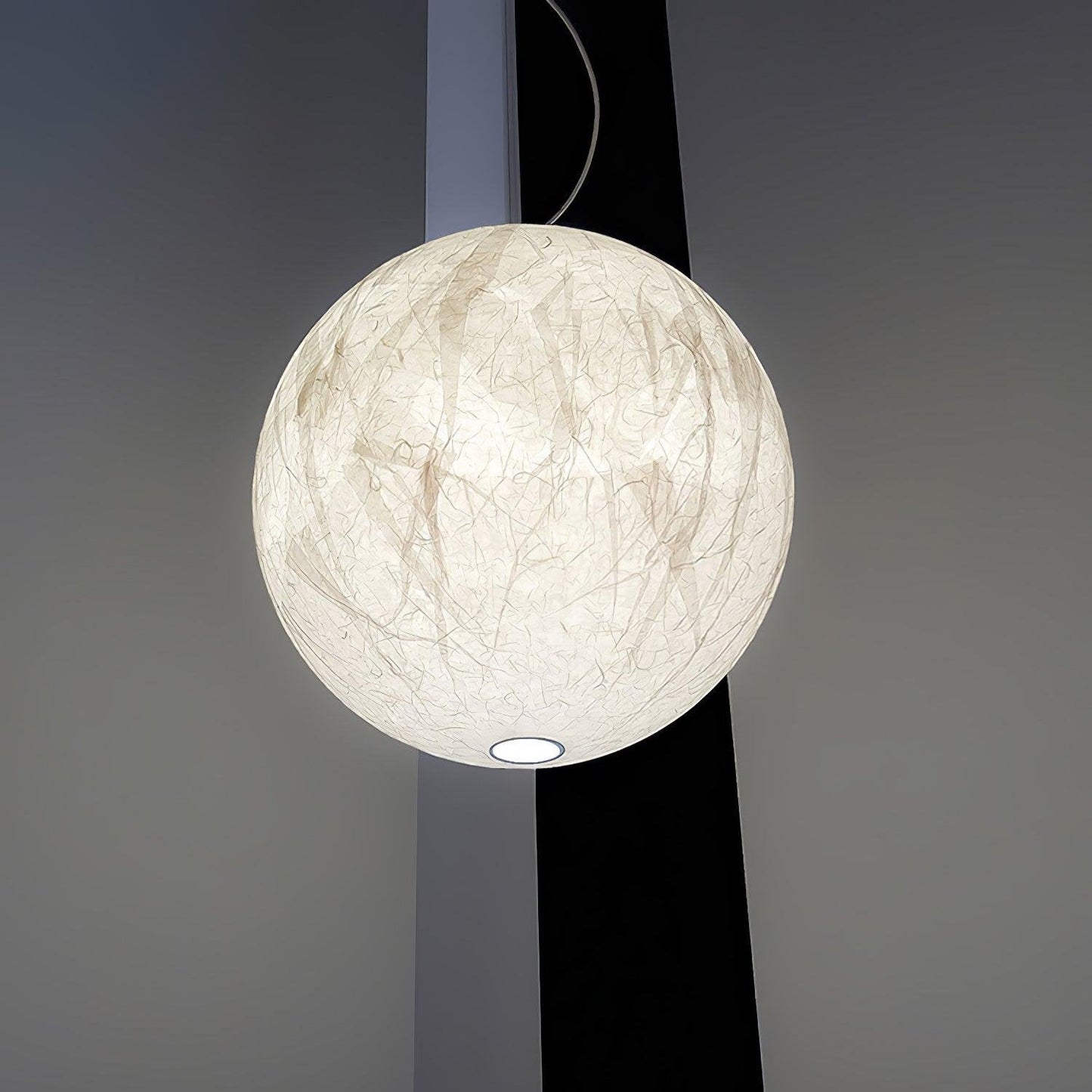 Moon Silk Pendant Lamp E26/E27 | Modern Silk & Acrylic Hanging Light | Adjustable Ceiling Fixture for Bedroom & Dining Room