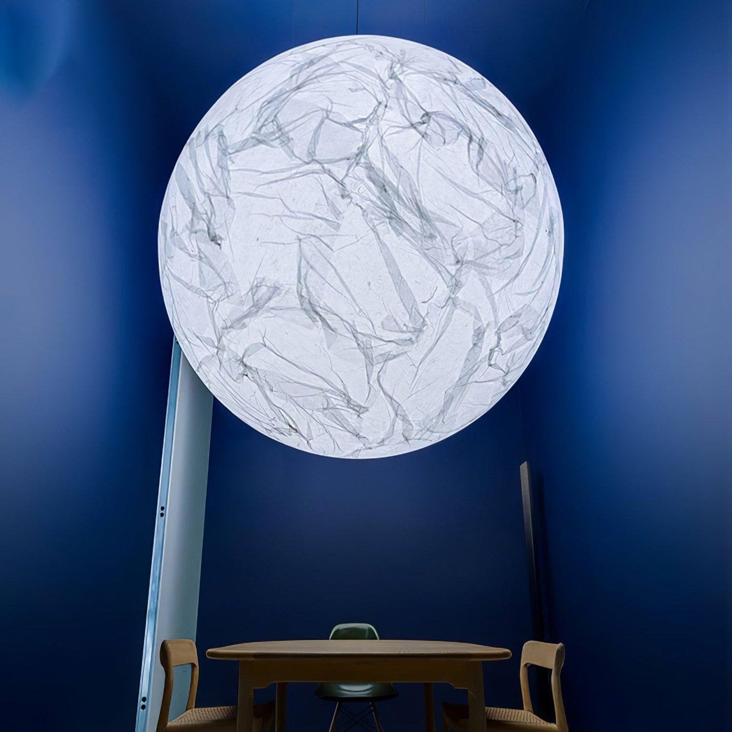 Moon Silk Pendant Lamp E26/E27 | Modern Silk & Acrylic Hanging Light | Adjustable Ceiling Fixture for Bedroom & Dining Room