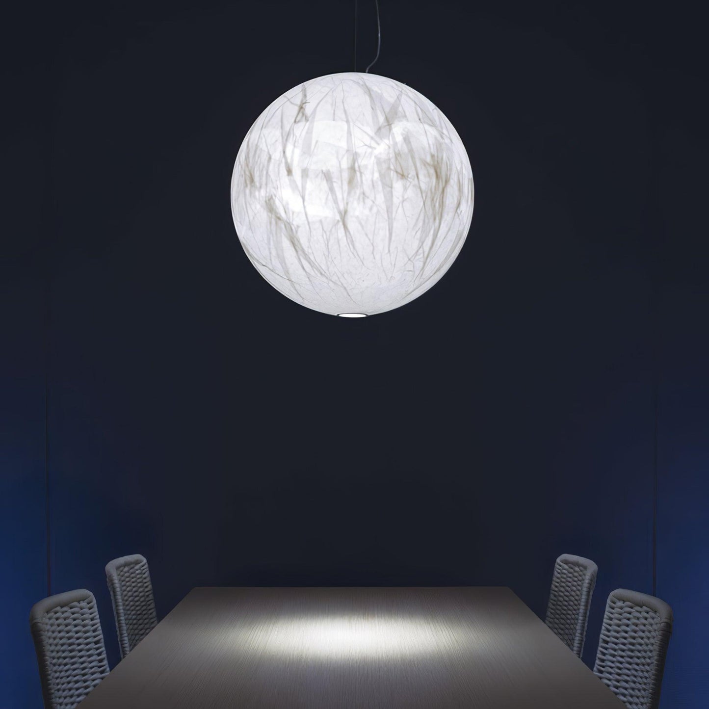 Moon Silk Pendant Lamp E26/E27 | Modern Silk & Acrylic Hanging Light | Adjustable Ceiling Fixture for Bedroom & Dining Room
