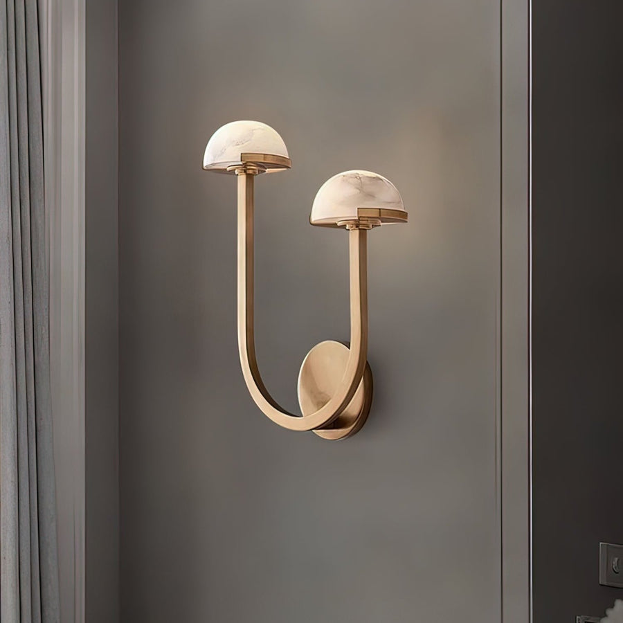 Mushroom Alabaster Wall Lamp Modern Organic Wall Light | Brass Natural Stone Design | Warm LED Lighting | Decorative Indoor Fixture