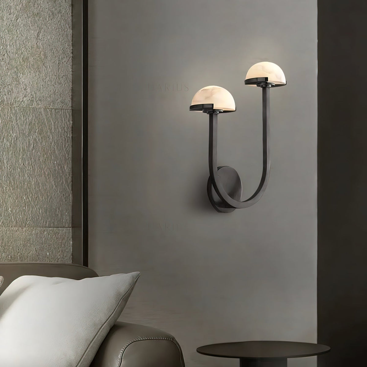 Mushroom Alabaster Wall Lamp Modern Organic Wall Light | Brass Natural Stone Design | Warm LED Lighting | Decorative Indoor Fixture