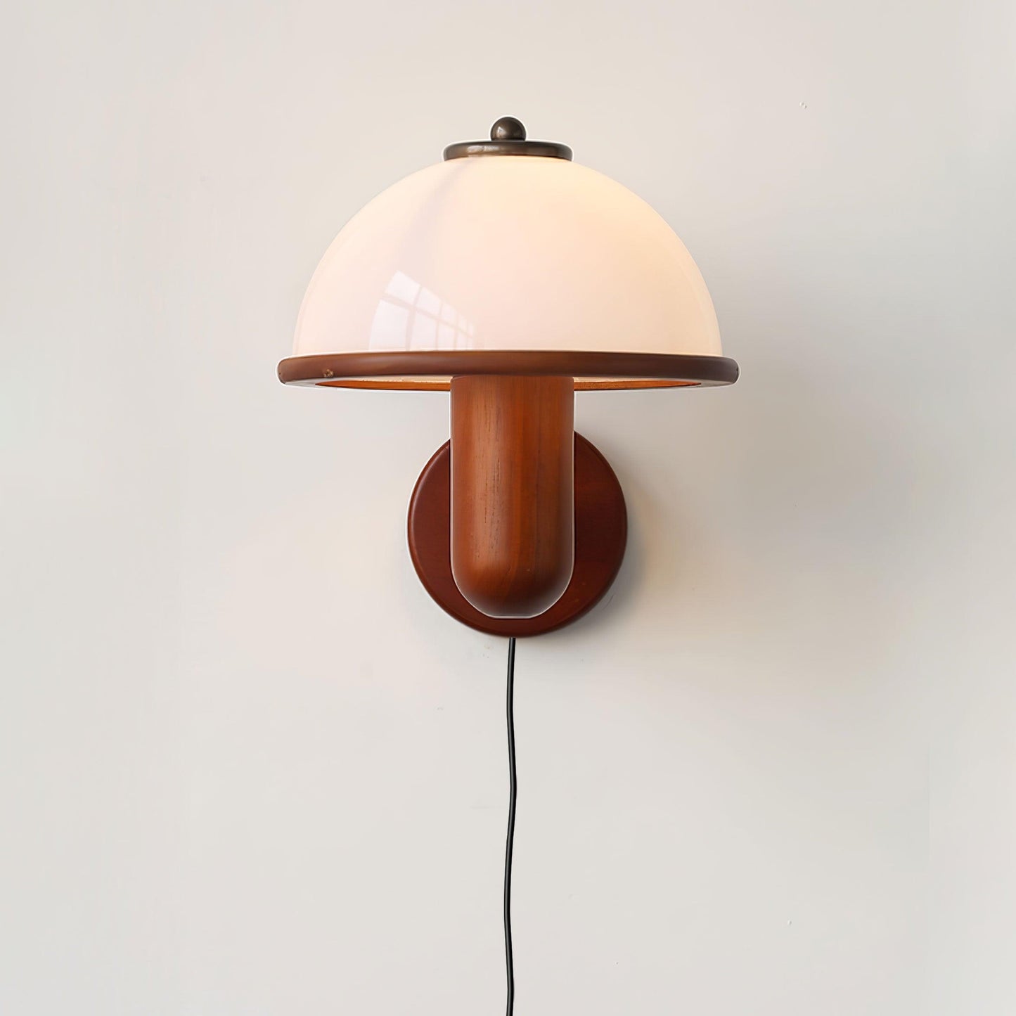 Mushroom Wooden Wall Lamp Oak Scandinavian Wall Light | Natural Wood Design | E14 LED Compatible | Plug In with Switch