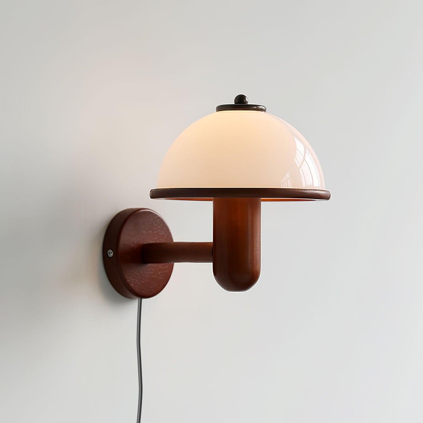 Mushroom Wooden Wall Lamp Oak Scandinavian Wall Light | Natural Wood Design | E14 LED Compatible | Plug In with Switch