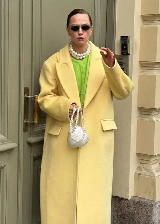 Women's Overcoat | Yellow | Oversized Fit | Soft Fabric