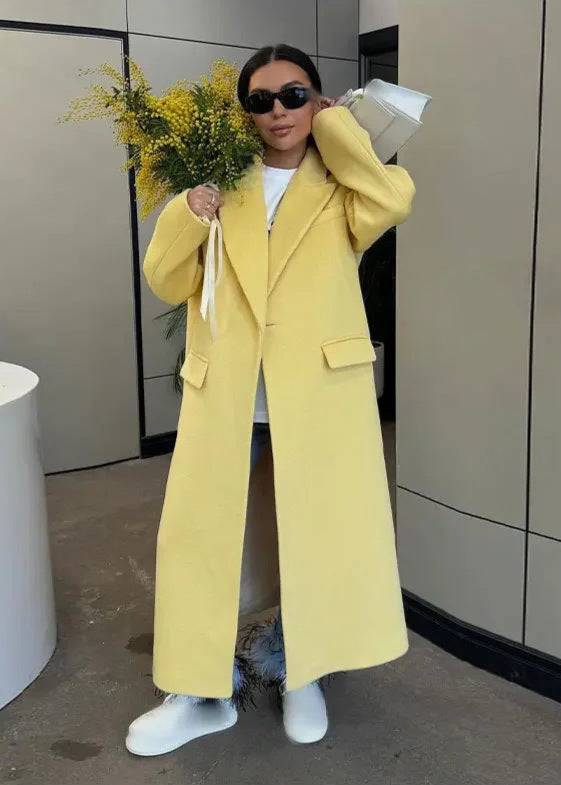 Women's Overcoat | Yellow | Oversized Fit | Soft Fabric
