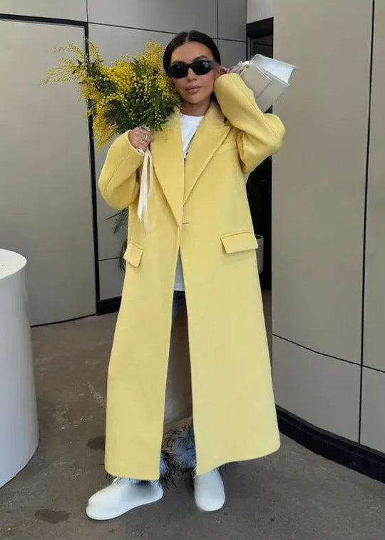 Women's Overcoat | Yellow | Oversized Fit | Soft Fabric
