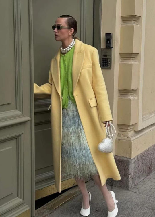 Women's Overcoat | Yellow | Oversized Fit | Soft Fabric